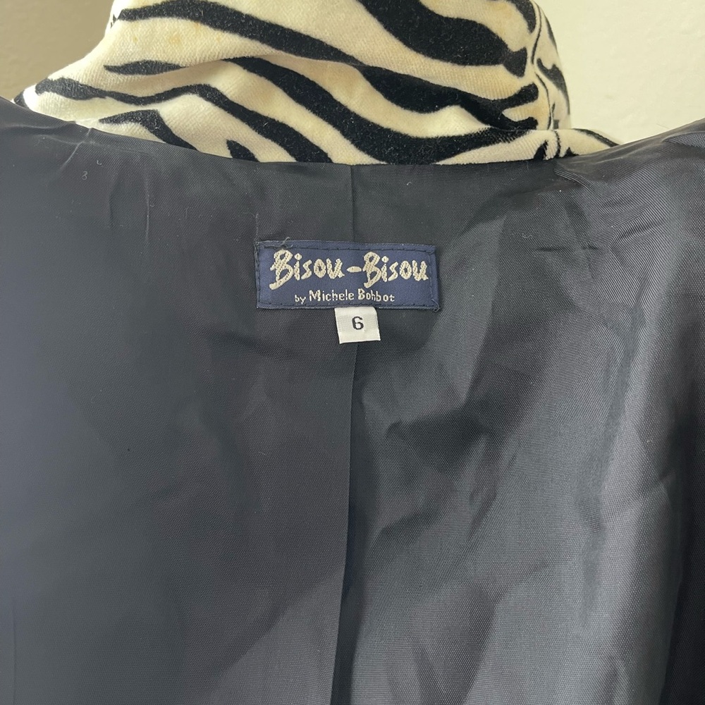 Zebra Print Women's Blazer Jacket - Black & White Velvet Feel - Picture 7 of 11